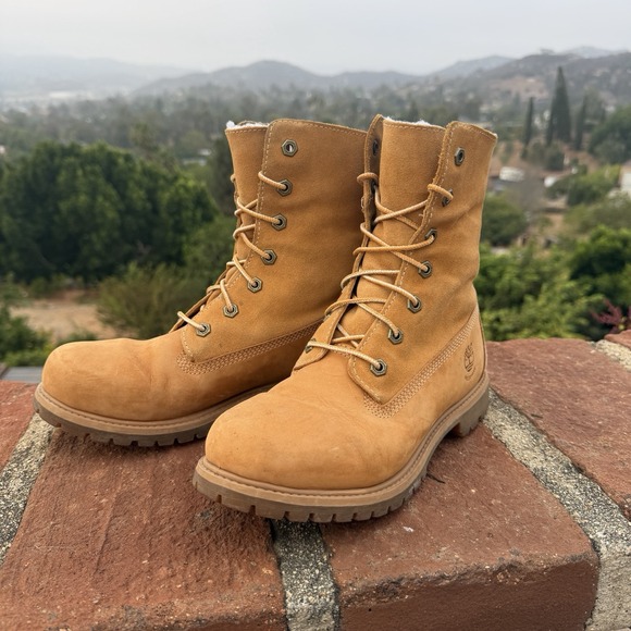 Timberland Shoes - Timberland Women 8.5 Authentics Teddy Fleece Fold Down Roll Top Boots Wheat